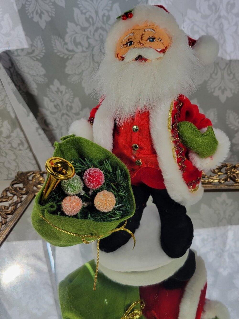Annalee Doll Santa Holding Toy Bag 9" Tall